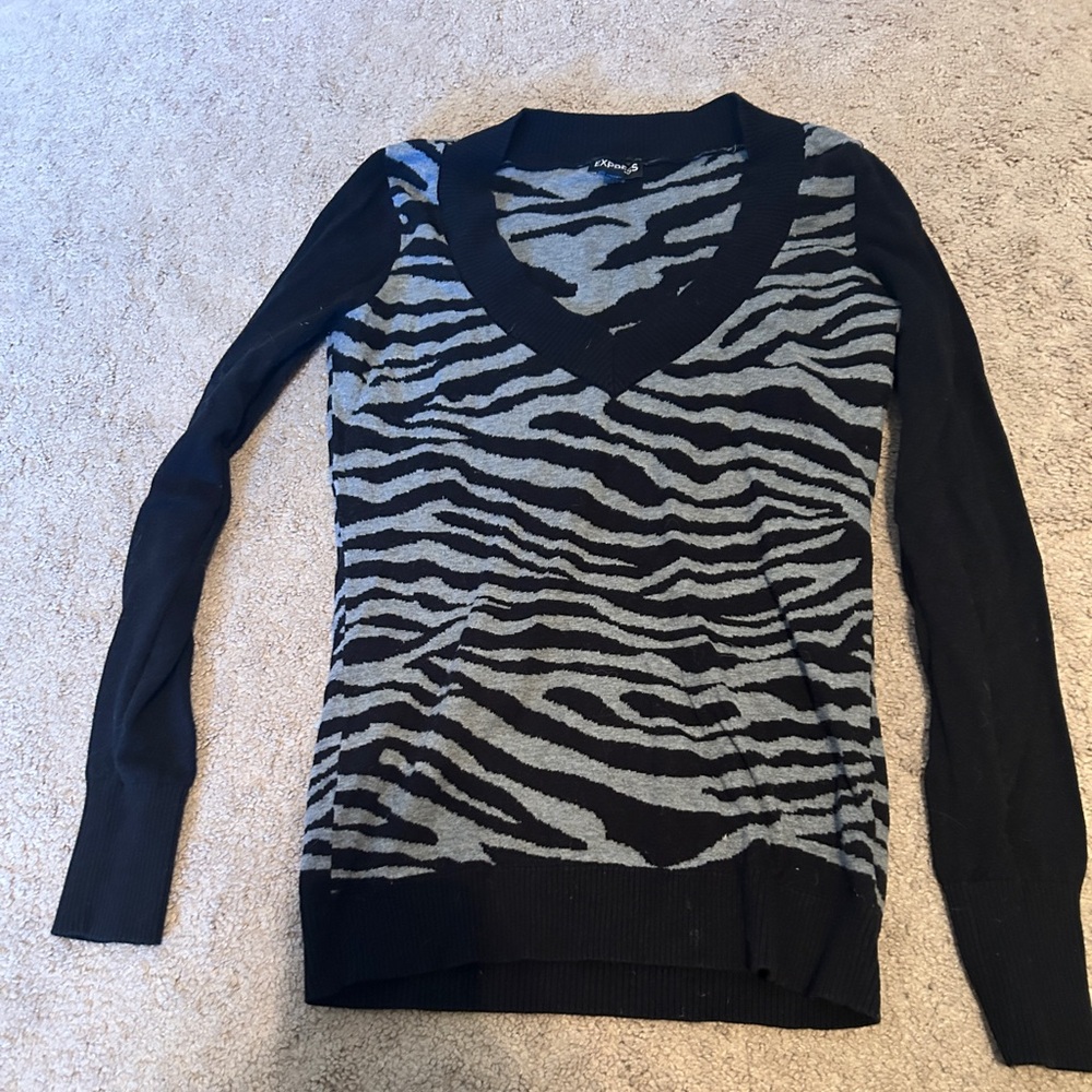 Black and Gray Zebra Print Sweater